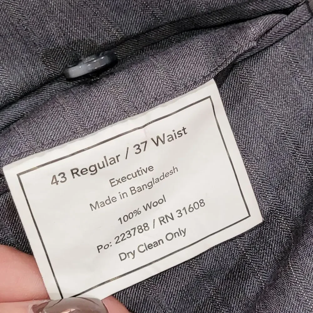 Jos. A. Bank Size 43 Regular / 37 Waist Gray Men's 2 Piece Suit Jacket & Pants - Picture 3 of 7